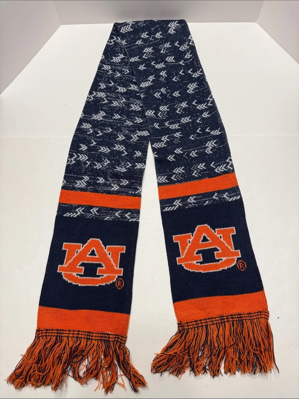 Auburn Tigers Navy and Orange Collegiate Knit Scarf with Logo